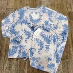 Como Blu | Tan/Blue Lounge Pants Set Size Small